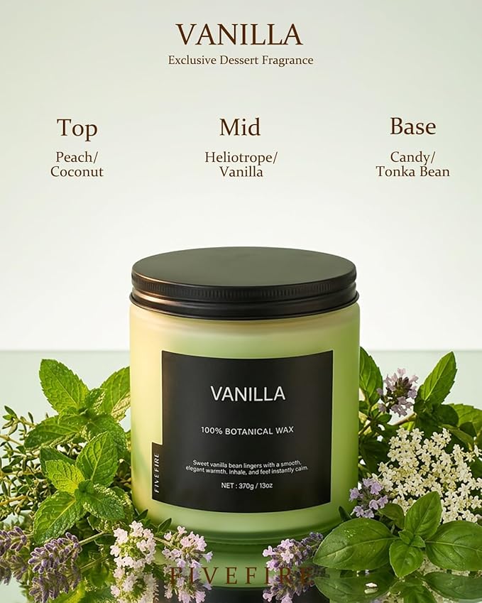 Vanilla Scented Candle, 13oz Soy Wax Candle, 70–80 Hour Burn Time, Warm & Sweet Home Fragrance, Cozy Candle for Relaxation, Gift for Women Men, Bedroom & Self Care Use