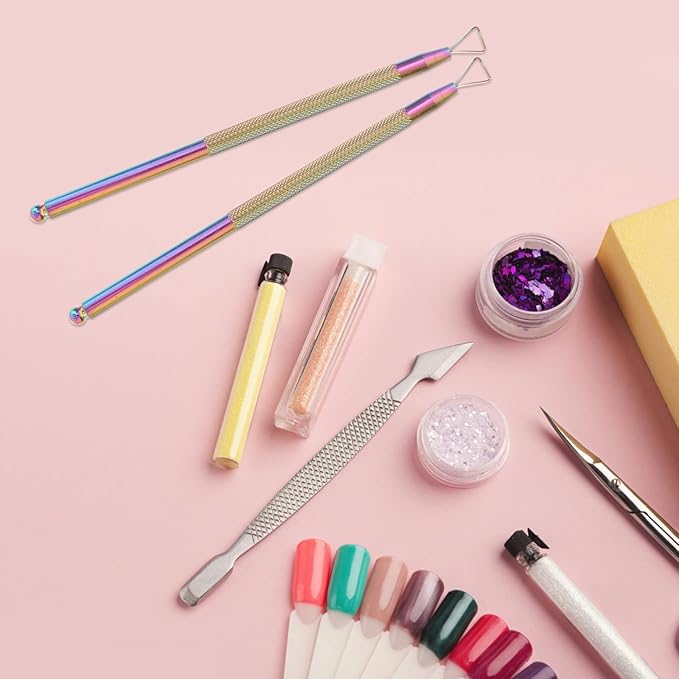 Beavorty Nail Cuticle Pusher 4pcs Stainless Steel Cuticle Peeler Triangle Cuticle Scraper Gel Nail Polish Remover Trimmer Nail Care Stick Tool for Beauty