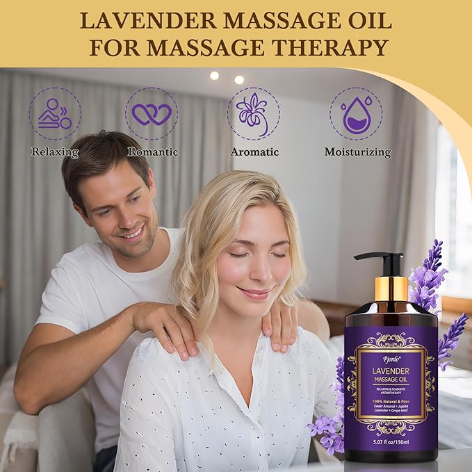 Pjordo 3 Pack Massage Oil for Massage Therapy, Lavender Oil for Relaxation, Sore Muscle Arnica Oil & Cellulite Massage Oil, with Massage Roller Ball & Thumb Saver Tool, Mothers Day Gifts for Wife
