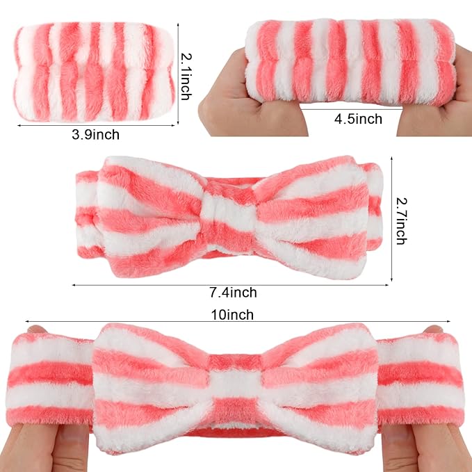 WHAVEL 6PCS Spa Headband and Wristbands Set, Face Wash Headband Wrist Bands for Washing Face Makeup Skincare Hair Band Skin Care Accessories Tools