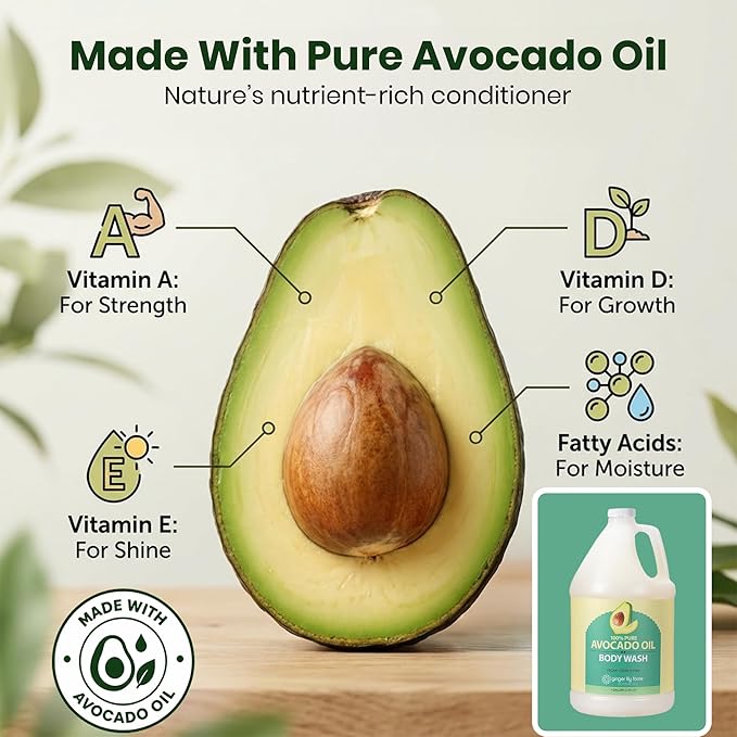 Ginger Lily Farms Botanicals 100% Pure Avocado Oil Body Wash for All Skin Types, 100% Vegan & Cruelty-Free, 1 Gallon (128 Fl Oz) Refill