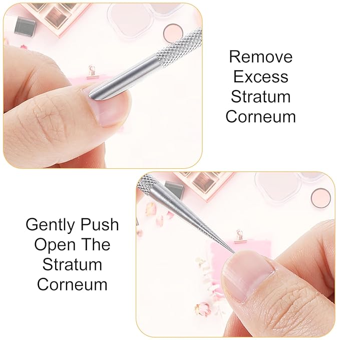 2 PCS Nail Cleaning Cuticle Stick, Stainless Steel, Cuticle Pusher Remover Dead Skin Polish Peeler Cutter, Professional Pedicure Nail Art Care Portable Nails Cleaning Tool for Fingernails Toenails
