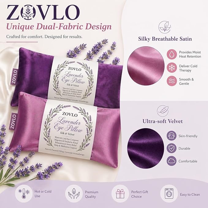 Lavender Eye Pillow for Relaxation, Yoga, Sleeping, Weighted Eye Mask Heated for Headache, Sinus, Dry Eye Relief, Moist Heat Eyes Compress, Meditation Accessories with Aromatherapy, Pack of 6