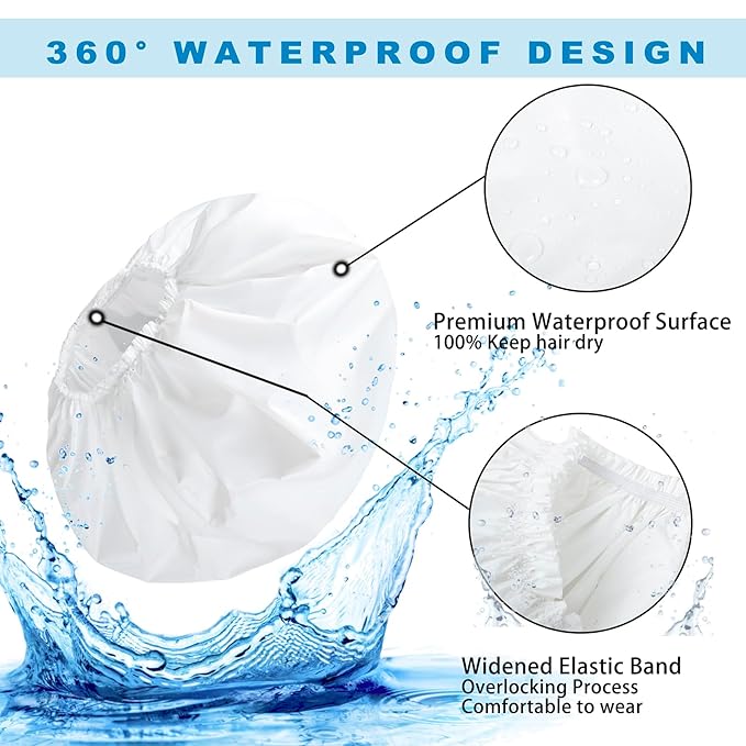 Extra Large Shower Cap 2 PCS Waterproof Shower Caps for Women, Super Jumbo Shower Cap, Reusable Super Large Bath Caps Hair Cap for Long Thick Curly Hair, Locs, Twist Braids - Green + White