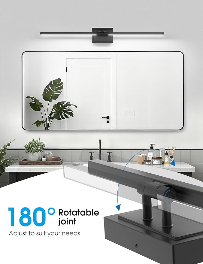 VOLISUN Bathroom Vanity Light 39.4 inch, 5CCT Dimmable, 34W LED Bathroom Light Fixture Over Mirror, Black Bar Vanity Lights for Bathrooms Mirror Cabinets