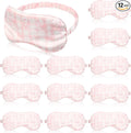 Honeydak 12 Pcs Silk Sleep Masks for Women Girls Pink Bow Party Favors Adjustable Eye Masks for Birthday Sleepover Spa Sweet 16 Party Gifts