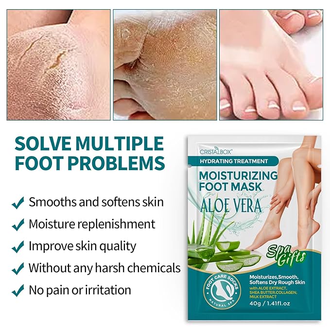 5 Pack Moisturizing Foot Mask,Hydrating Foot Masks for Dry Cracked Feet,Moisturizing Socks Dry Skin Moisturizer for Soft and Smooth Touch Feet,Foot Care Spa Gifts for Women Men Mothers Day Gifts