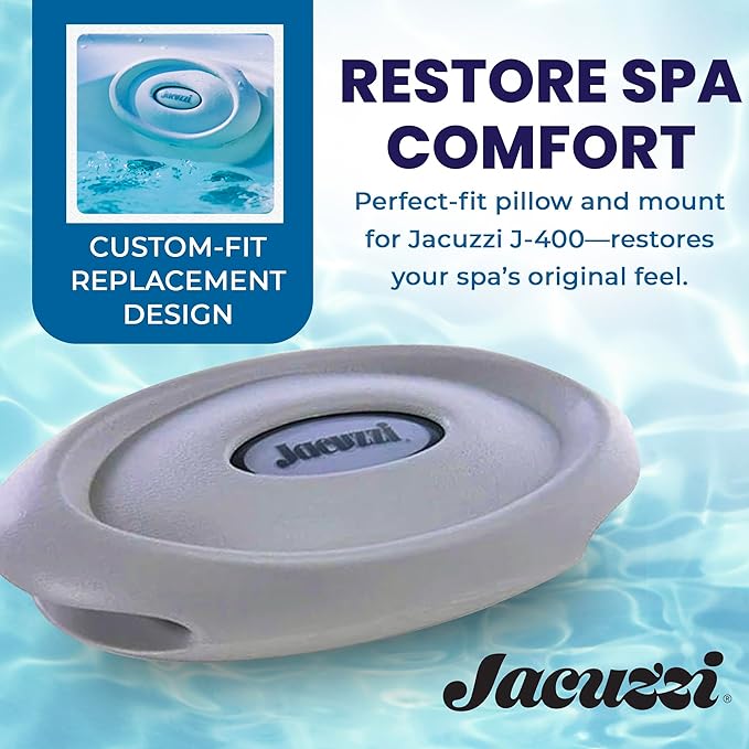 Jacuzzi J-400 Series Spa Pillow - Slide-On Hot Tub Headrest with Light Window for 2009–2019, Part #2472‑820, Replacement Spa Pillow, Head & Neck Support, Easy Slide-in Setup, Durable Comfort