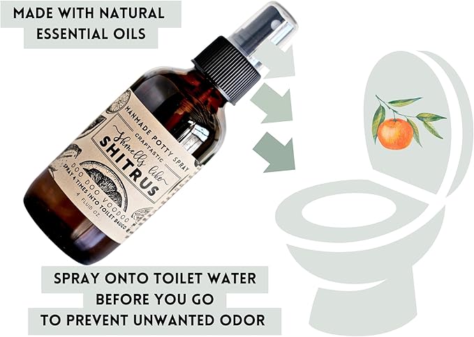 Stocking Stuffer Funny Toilet Spray - 4 Fl Oz Citrus Scent – Funny Gag Gift Ideas For Adult Men And Women - Naturally Traps Odors with Essential Oils