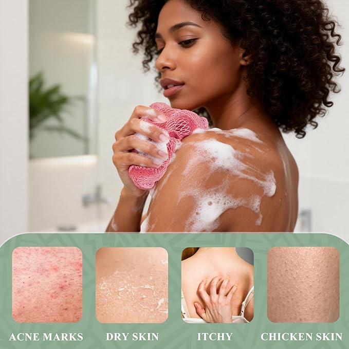 SPMKTBOZAI African Net Sponge Authentic with Traditional Construction, Shower Loofah Exfoliating Bath Sponge, Body Scrubber for Women and Men Daily Use Body Care, Travel Portable Bath Accessories Spa