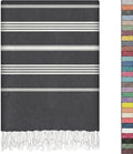 EPHESUS TOWELS Turkish Beach Towel - 38x70 inch Oversized - Sultan Design - Turkish Towel for Beach, Bath, Pool, Gym, Yoga - Prewashed, Lightweight, Quick Dry (Deep Anthracite, Sultan)