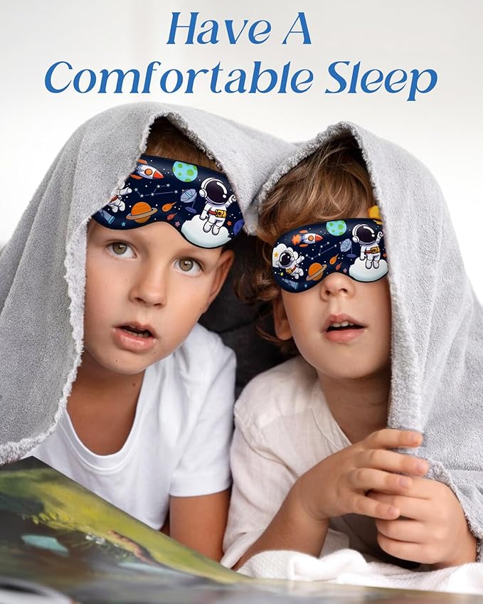 Miss Adola Sleep Mask for Kids - Valentines Gift for Kids Cute Silk Eye Cover for Sleeping Kawaii Soft Eyeshade Animal Eye Blindfold with Adjustable Strap for Boys Teens, Astronaut