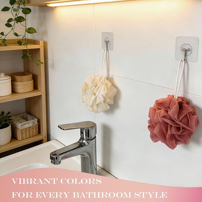 2-Pack Loofah Washcloth Combo 2-in-1, Exfoliating Soap Saver Pouch with Bar Soap Pocket, Reusable Shower Sponge for Body Wash & Smooth Skin, (Pink + White)