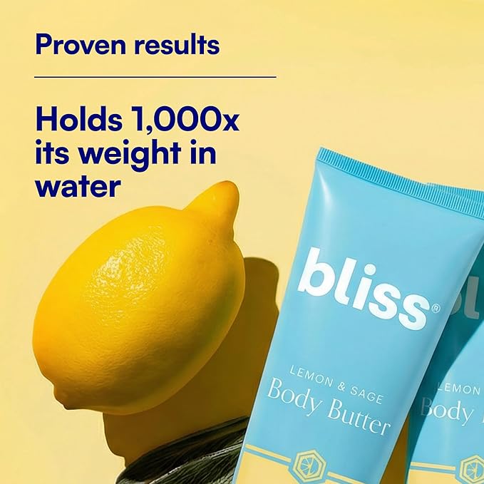 Bliss Body Butter - Lemon and Sage Body Butter - Maximum Moisture Cream - 32 Fl Oz - Body Lotion for Dry Skin - Long-Lasting Moisturizer for Women & Men - Vegan & Cruelty-Free
