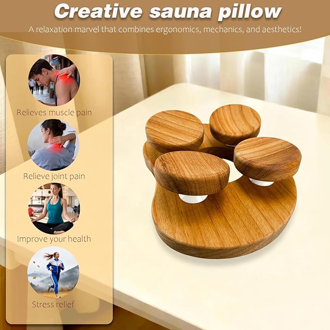 Benks Sauna Pillow, Sauna Accessories, Ergonomically Designed Sauna Headrest, Relieves Neck and Shoulder Pain, Provides Head Support and Relaxation, Suitable for Saunas, Spas and Gyms (Dark Color)