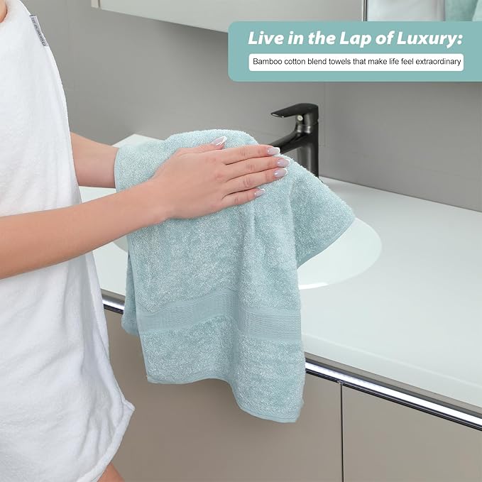 Aibaser Hand Towels-16x30inch - Lightweight and Highly Absorbent Hand Towels for Bathroom, Travel, Gym, Shower and Spa (Blue)