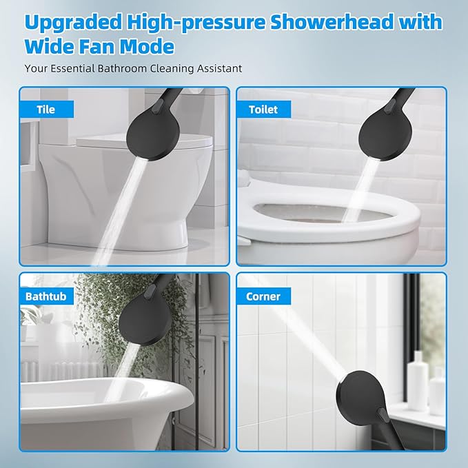 Hibbent All Metal CUPC Certified Shower Head, 10'' High Pressure Rainfall Shower Head, Handheld Showerhead Combo, 12'' Adjustable Extension Arm, 10 Sprays, 71'' Hose, Shower Holder, Oil Rubbed Bronze