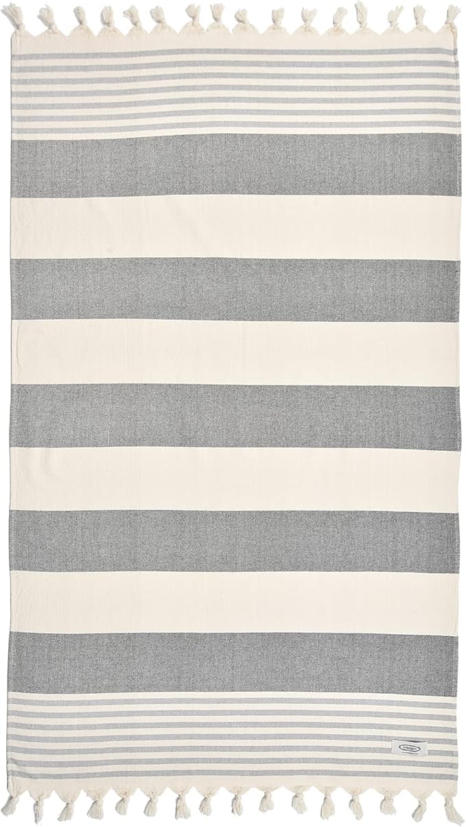 Beach Towel | Cotton Beach Towels, Easy to Carry, Sand Free, Highly Absorbent, Quick Dry, Turkish Towels for Travel Camping Bath Sauna Beach Gym Fitness Pool Yoga SPA by Lahammam, Ephesus, Black
