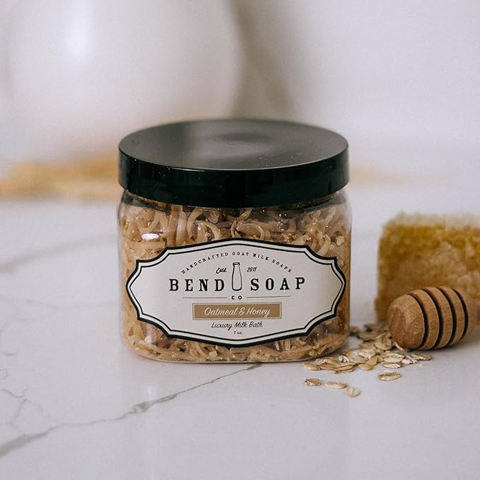 Bend Soap Company Goat Milk Bath for Sensitive & Reactive Skin 100% Natural Ingredients, Gentle Cleanser, Hydrates Moisturize Softens the Skin, Handcrafted, Oatmeal and Honey 1 lb + Unscented 1 lb