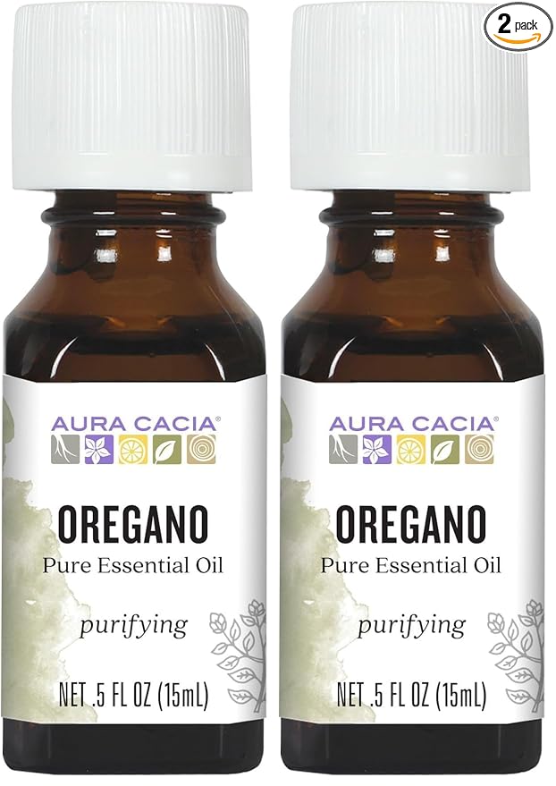 Aura Cacia 100% Pure Oregano Essential Oil, GC/MS Tested for Purity, 15 ml, Origanum vulgare, 0.5 Fl Oz (Pack of 2)