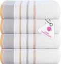 CASA COPENHAGEN White Bay 4Pcs 100% Egyptian Cotton Designer Hand Towels Gift Set- Grey - Beige 600 GSM, 28"x16", 4Hand Towels for Bathroom Set for Women & Men