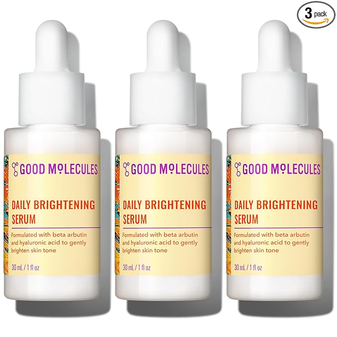 Good Molecules Daily Brightening Serum Pack 3 – 1 fl oz / 30 ml Each | Lightweight Brightening Serum with Beta Arbutin 3% & Hyaluronic Acid for Even-Looking Skin