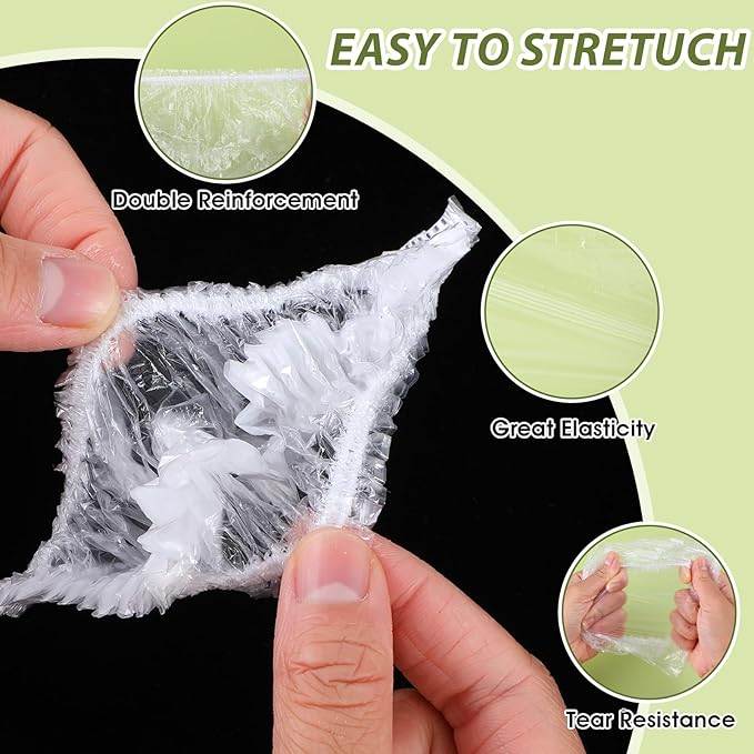 50 Pcs Large Disposable Shower Caps, Waterproof Clear Plastic Shower Cap Elastic Hair Caps for Women Long Hair, Locs, Braids, Disposable Bath Caps for Travel Spa, Hair Salon, Home Use