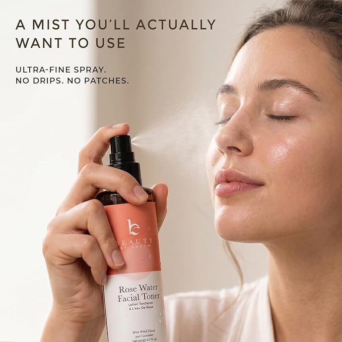 Rose Water Spray for Face - USA Made with Hydrating Natural & Organic Ingredients for Glowing Skin, Alcohol-Free Rosewater Toner Mist with Witch Hazel & Glycerin for Dry and Sensitive Skin