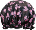 allydrew Reusable Women's Waterproof Shower Caps for Long Hair, Pink Bows