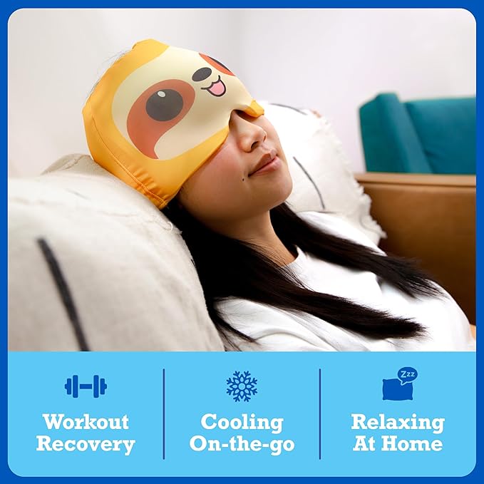 Happy Helpers Sloth Cooling Headache Cap by Relatable, Perfect for Soothing Support During Headaches, Hangovers, Post Workout Recovery, Stress Support and Cooling Support, Includes 1 Cooling Cap