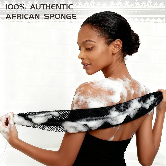 SPMKTBOZAI African Net Sponge Authentic, Loofah Exfoliating Body Scrubber Bath Sponge, African Exfoliating Net Sponge Back Scrubber Washcloth for Shower, Body Care Bathing Accessories (Sky Blue)