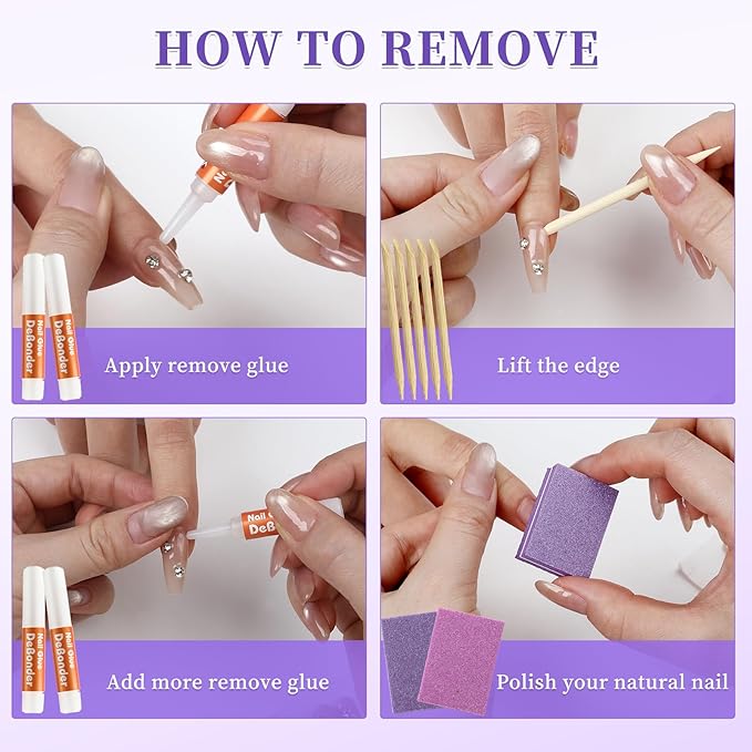 TADOPRO 20PCS Press On Nail Tool Kit, Disposable Nail Prep Kit for Salon Home Nail Business Supplies with Nail File, Nail Glue & Remover, Buffer, Instruction Card, Prep Pads, Tabs(20pcs Set)