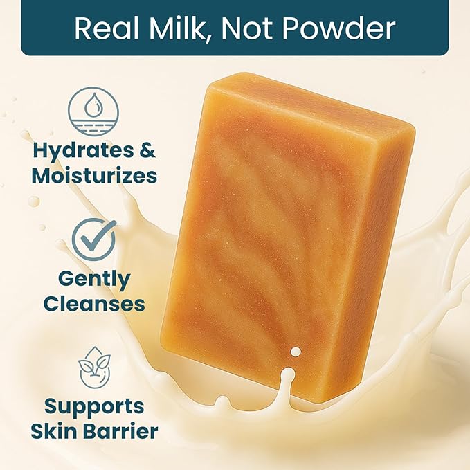 Sandalwood Soap Bar (3 Pack) - Goat Milk Soap for Men & Women - Natural, Handmade w/Real Milk - Dry Skin, Hands/Body - Premium, Gentle, No Dyes - (Large, 5oz)