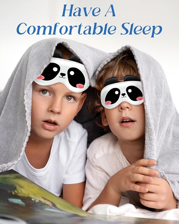Miss Adola Sleep Mask for Kids - Valentines Gift for Kids Cute Silk Eye Cover for Sleeping Soft Kawaii Eyeshade Animal Eye Blindfold with Adjustable Strap for Girls Boys Teens, Panda