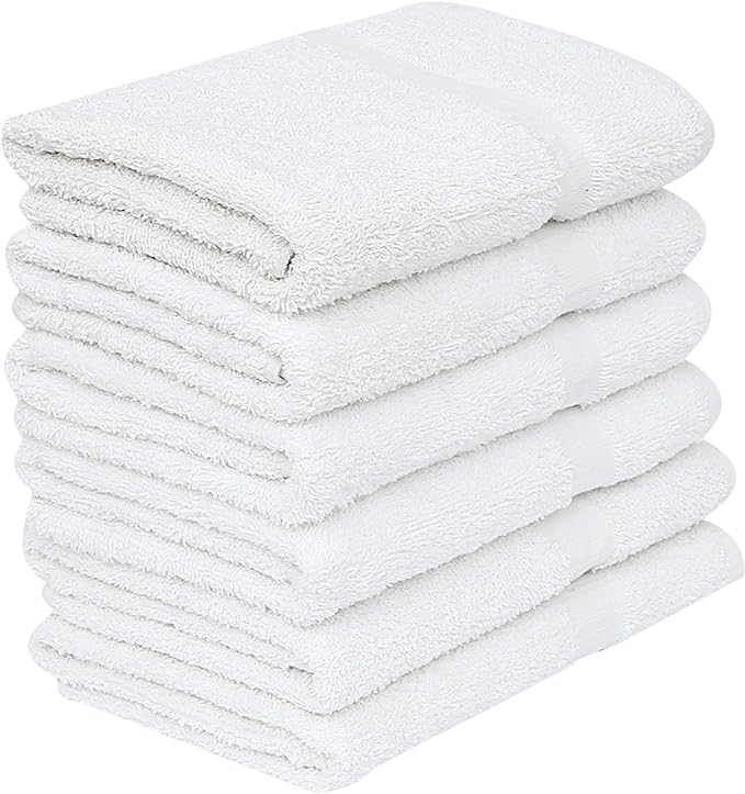GOLD TEXTILES 60 White Economy Bath Towels Bulk (24x48 Inch) Cotton Blend for Softness-Commercial Grade Easy Care