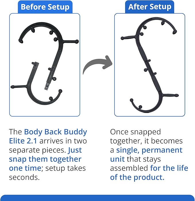 Body Back Buddy Elite Black 2.1 - Neck Massager for Pain Relief Deep Tissue - Back Therapy Tool - Therapeutic Trigger Point Hook for Muscle Knot & Myofascial Release - Shoulder Pressure Point Relief