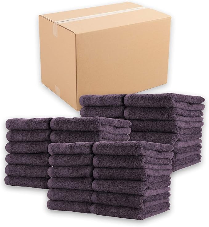 Arkwright Bleach Resistant Salon Towels Bulk - 100% Cotton Hair Towels, Soft, Absorbent, Quick Dry Spa & Barber Towels for Hair Stylist, Nail Salon & Esthetician, 16 x 27, Eggplant (Case of 144)
