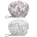 2 PCS Shower Cap Waterproof Double Layer Elastic Adjustable Reusable Hair Bath Caps for Girls Women Cute Aesthetic-Grey
