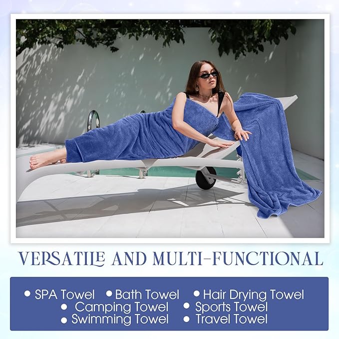 Peryiter Oversized Bath Towels Set of 6 for Adults 40x80 Inches Extra Large Bath Towel Sets Bathroom Sheets Jumbo Shower Towels Quick Dry Absorbent Soft Microfiber for Adults (Dark Blue)