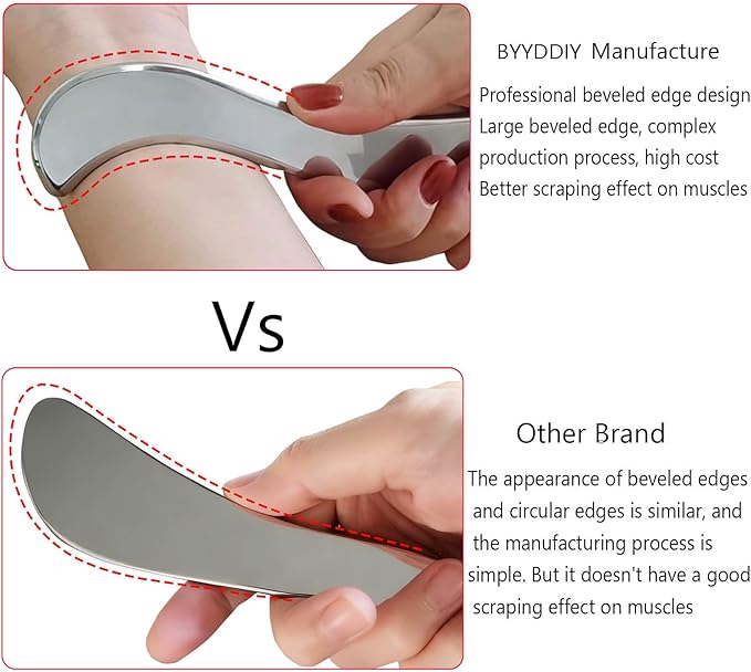 BYYDDIY 3 in 1 Stainless Steel Muscle Scraper Tools Set,Scraping Massage Tools for Physical Therapy,Derma Edge Massage Tool & GuaSha Massage Scraper Tool,IASTM Tools,Guasha Tool for Body