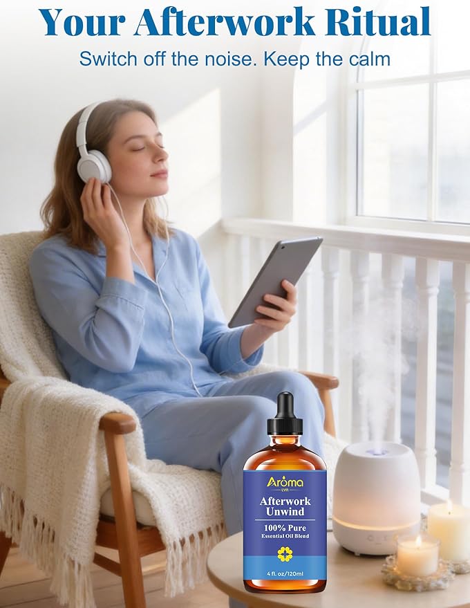 Afterwork Unwind — A 100% Pure Essential Oil Blend Bright Citrus-Floral Diffuser Blend that Helps You Switch Off The Noise of The Day, Essential Oils for Diffusers for Home