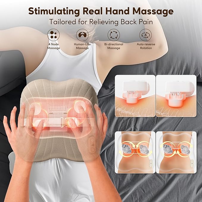 arboleaf Back Massager for Pain Relief, Bluetooth App Control, Cordless Shiatsu Neck Back Massage with Heat, Deep Kneading for Upper & Lower Back, Chair, Car, Travel, Gift for Mom Dad
