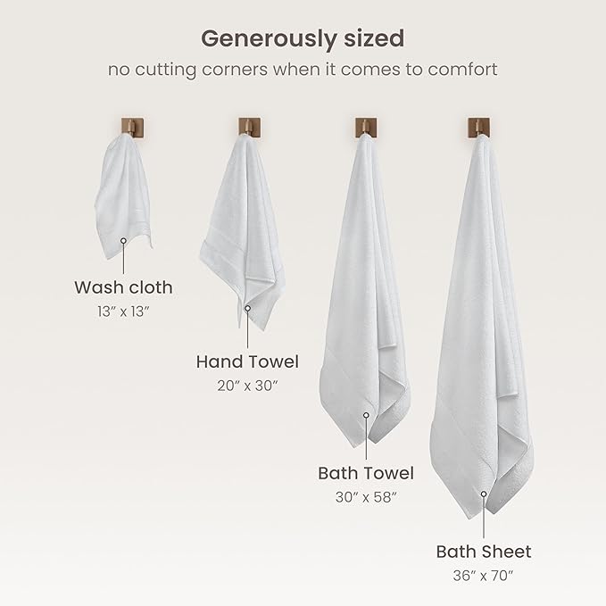 BIOWEAVES 100% Organic Cotton Bath Sheet Set of 2 | Soft Oversized Bath Towels | 700 GSM Premium Bath Towel Sheet Set GOTS Certified - White