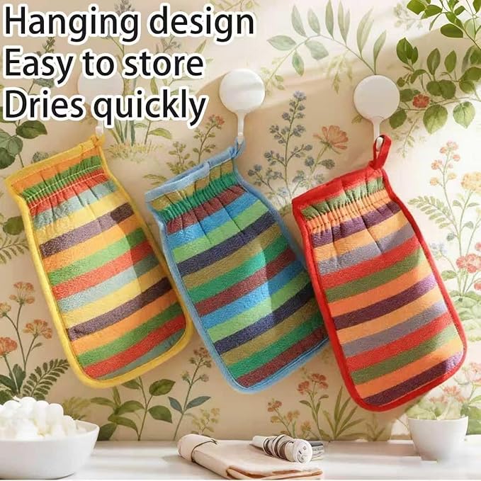 3Pcs Exfoliating Gloves, Exfoliating Glove for Bath Scrub, Dead Skin Remover, Body Scrub Gloves for Shower, Spa, Massage and Dead Skin Cell Remover Loofah