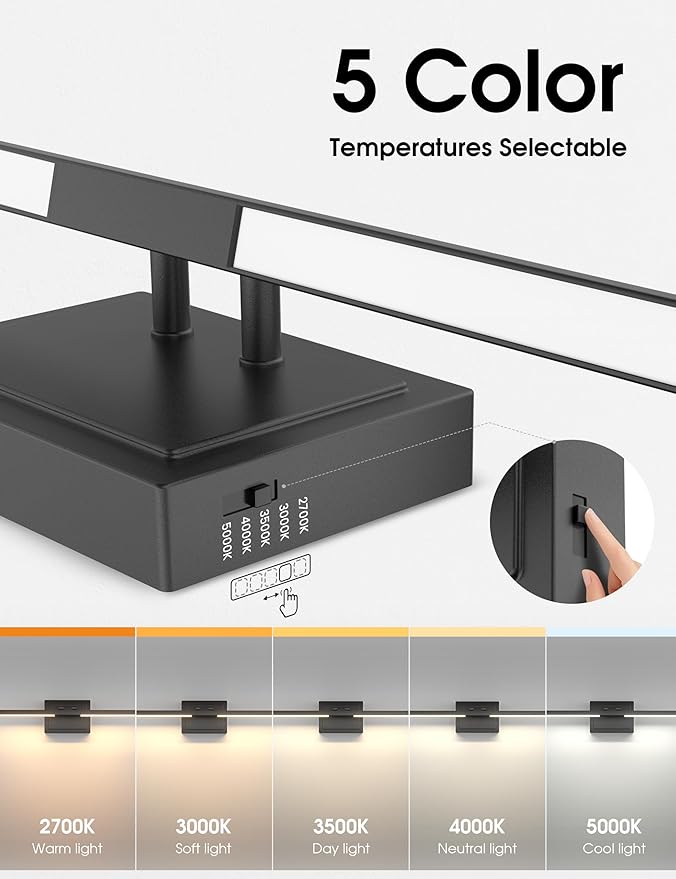 VOLISUN Bathroom Vanity Light 39.4 inch, 5CCT Dimmable, 34W LED Bathroom Light Fixture Over Mirror, Black Bar Vanity Lights for Bathrooms Mirror Cabinets