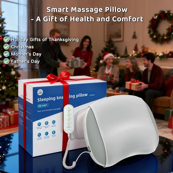 Zenopax Neck Massager for Pain Relief Deep Tissue, Cordless & Rechargeable Neck and Shoulder Massager with Heat,3 Modes & Intensities & Heatings 4D Sleeping Kneading Pillow,Gift for Women Men