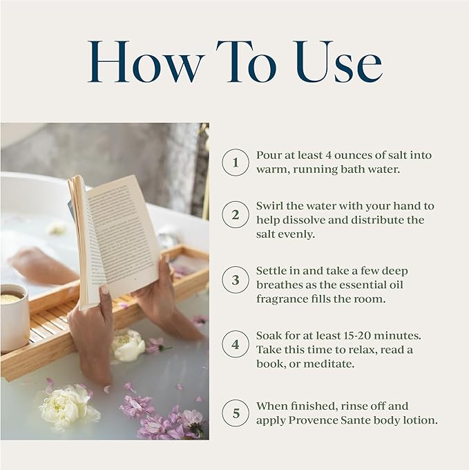 Provence Sante Relaxing Bath Salt - Luxury and Soothing Soak - Fresh Linden Blossom Scent - Made in France - 20 Oz