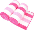 JML Microfiber Bath Towels,2 Pack(30" x 60"), Oversized, Soft, Super Absorbent, Fast Drying, Large Beach Towel Set for Sauna, Salon, Sports, Fitness, Yoga, Cabana Stripe Pink