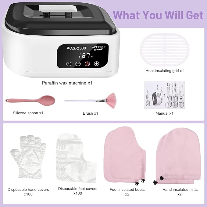 Yofuly Paraffin Wax Machine for Hand and Feet, 3500ml Home Paraffin Wax Bath with Auto-Timer for Arthritis, Professional Nail Salon Paraffin Wax Warmer Nourishing and Moisturizing Kit, White