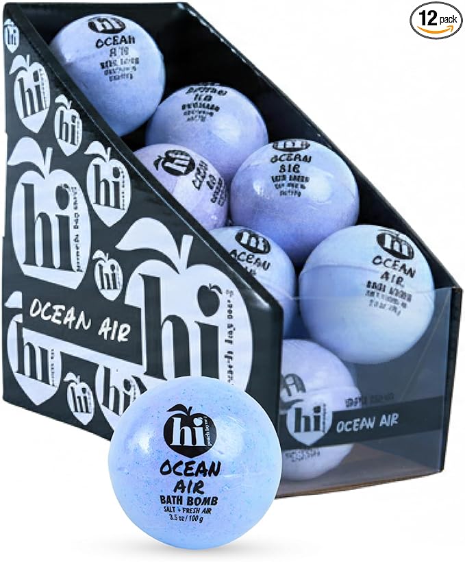 Hi Peach Layne Ocean Air Bath Bombs 12-Pack (3.5 oz Each) – Vegan, Clean Beauty Spa Gifts for Mom, Mothers Day Gifts for Women
